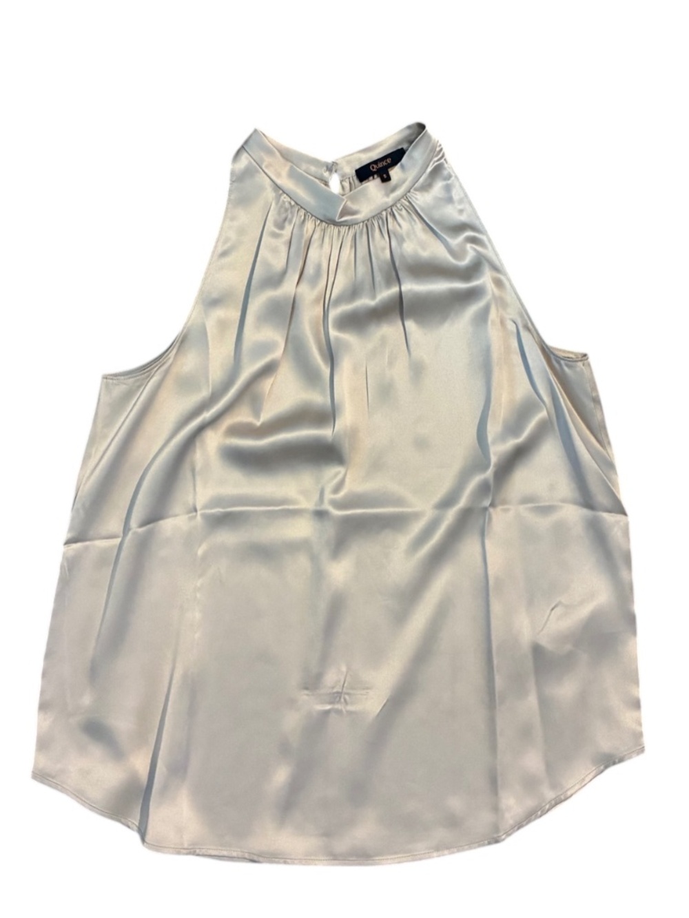Quince 100% Washable Silk Halter Top - Champagne - Small - Picture 2 of 4